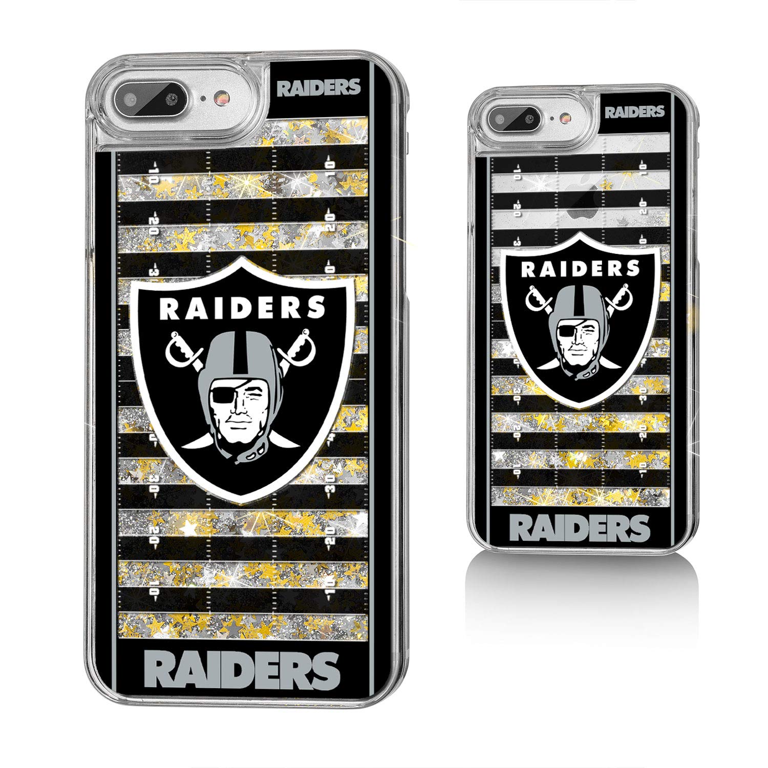 Las Vegas Raiders iPhone Case - Glitter Football Field Design - Durable Protective Cover for iPhone 13/14/15 - Perfect for Game Day & Raiders Fans