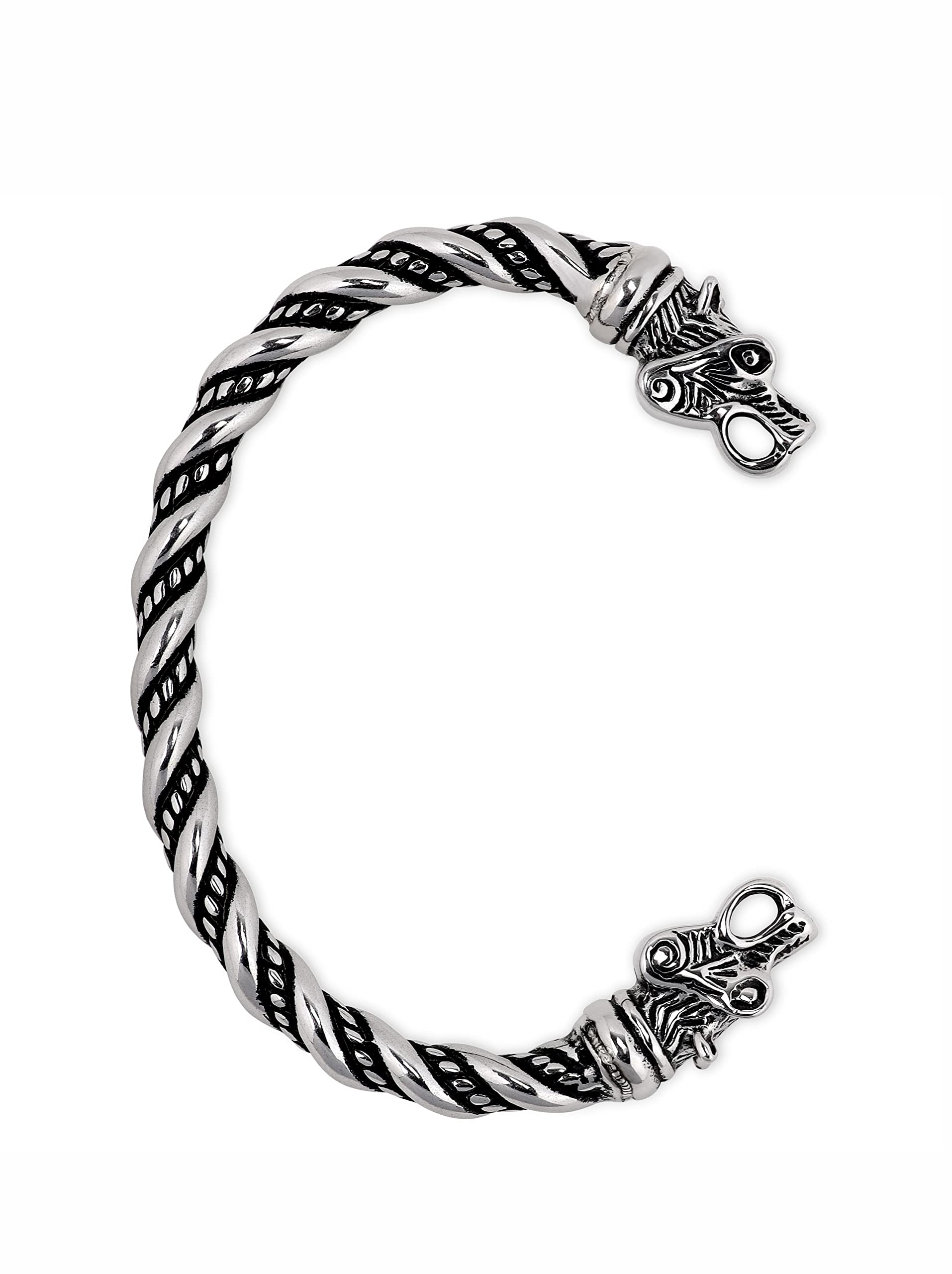 HAQUIL Stainless Steel Viking Twisted Cuff Bracelet for Men - Norse Arm Ring Jewelry - Durable Viking Gift for Him - Perfect for Cosplay, LARP & Medieval Reenactment