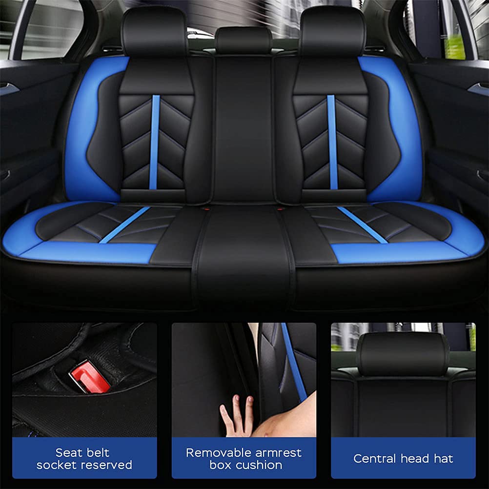 Premium Front & Rear Seat Covers for GMC Yukon XL - Luxury PU Leather, Sporty Design, Breathable & Comfortable (Blue & Black) - Perfect for Road Trips, Daily Commutes & Family Protection