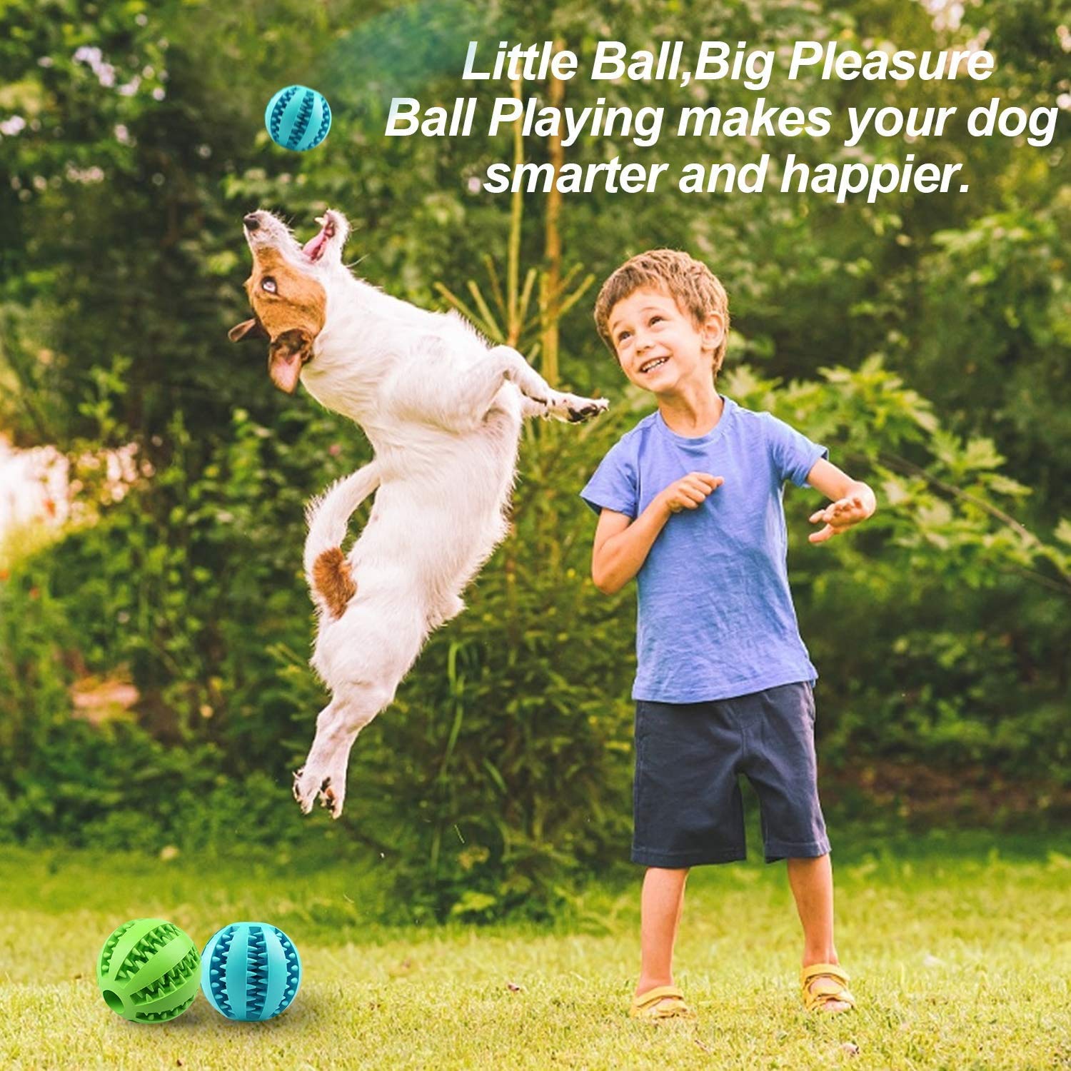 Durable Interactive Dog Chew Toy Ball - Bite Resistant Rubber Food Treat Feeder & Teeth Cleaning Ball for Puppies (2.75'') - Perfect for Teething, Exercise & Playtime