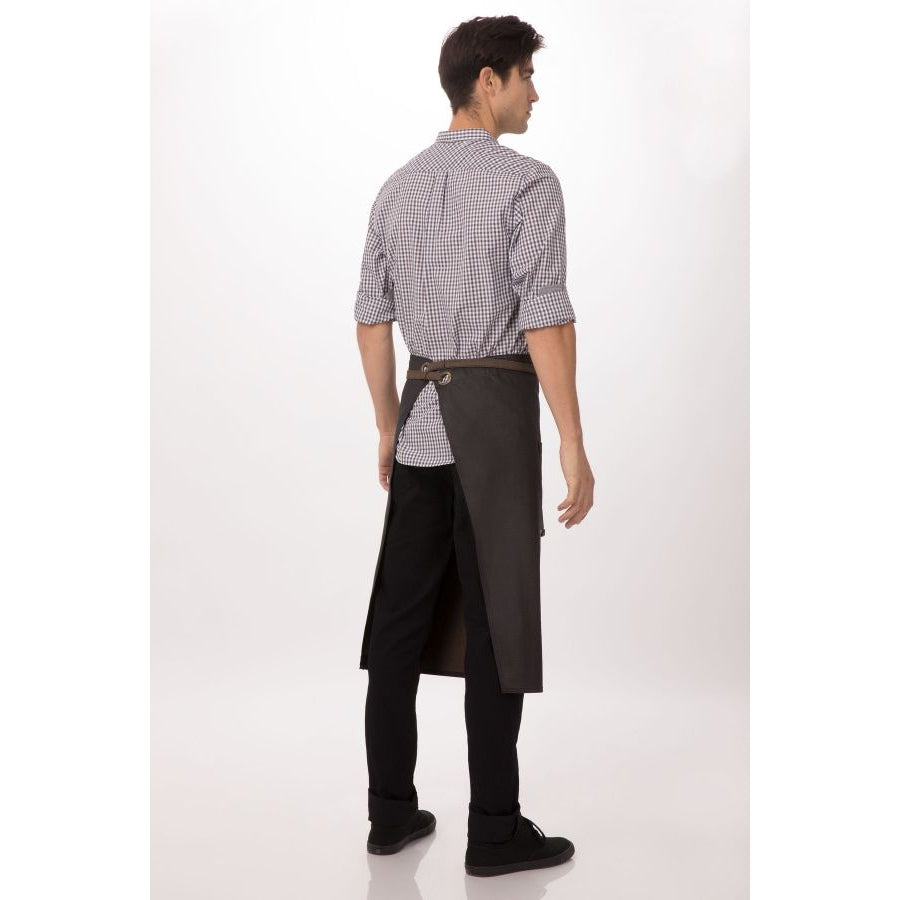 Chef Works ALWWT021BNB0 Boulder Bistro Apron - Premium Brown & Black Waist Apron for Cooking, Grilling & Baking (36
