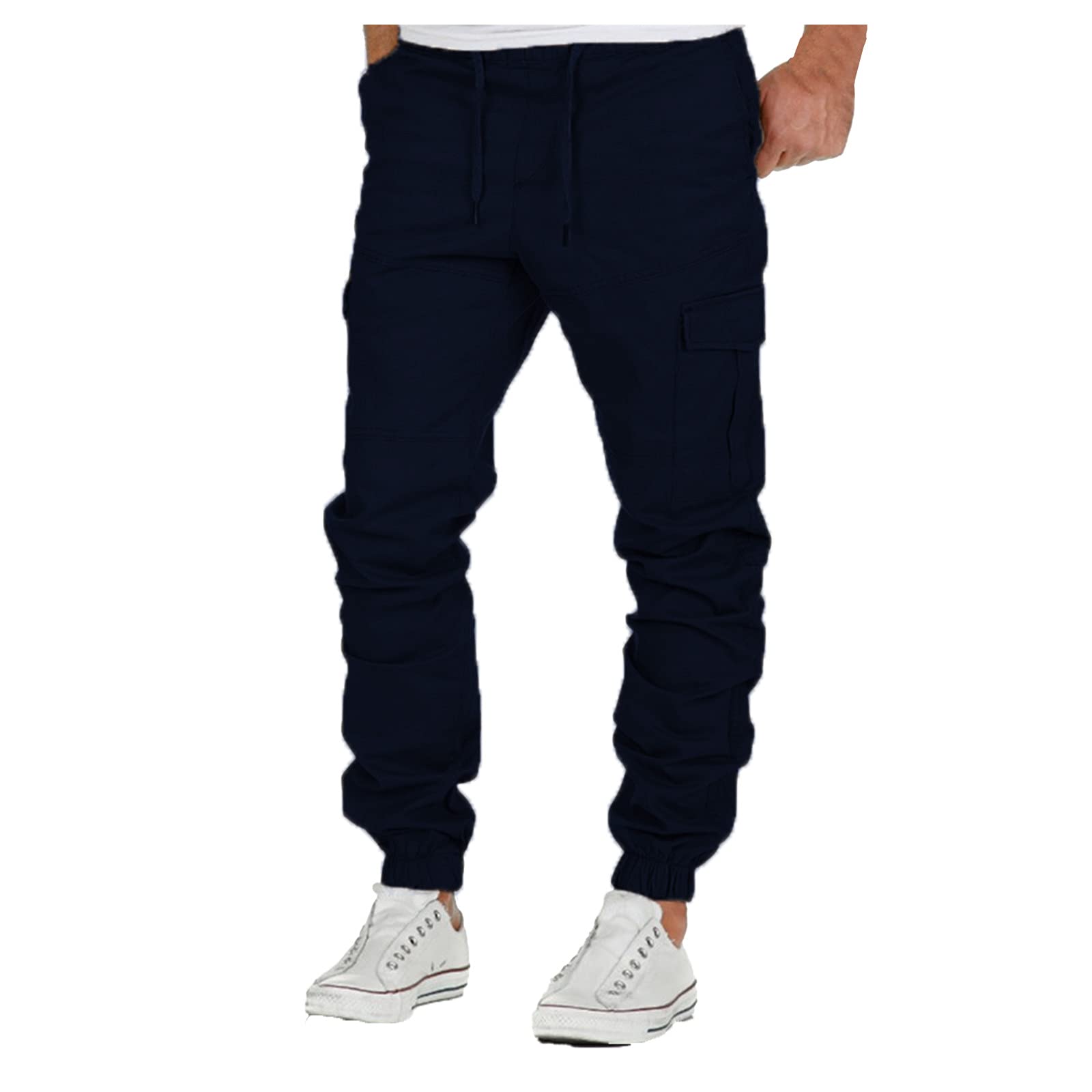 QWENTMTNTY Multi-Pocket Work Pants for Men - Durable White & Solid Color Tactical Trousers with Tool Loops - Perfect for Construction, Hiking & Outdoor Activities