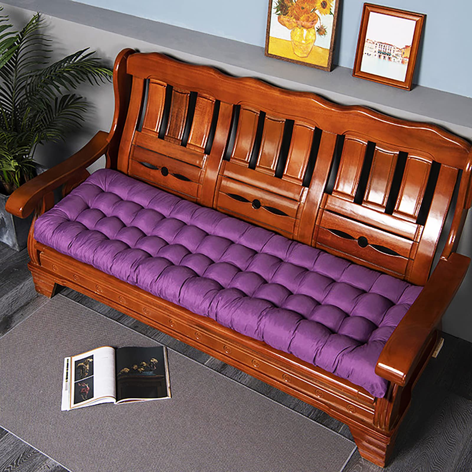 Premium Indoor/Outdoor Bench Cushion - Waterproof Patio Furniture Cushions for Garden Bench, Swing & Lounger - Comfortable Cotton Seat Cushion (Perfect for Backyard, Deck, Poolside & Outdoor Relaxation)