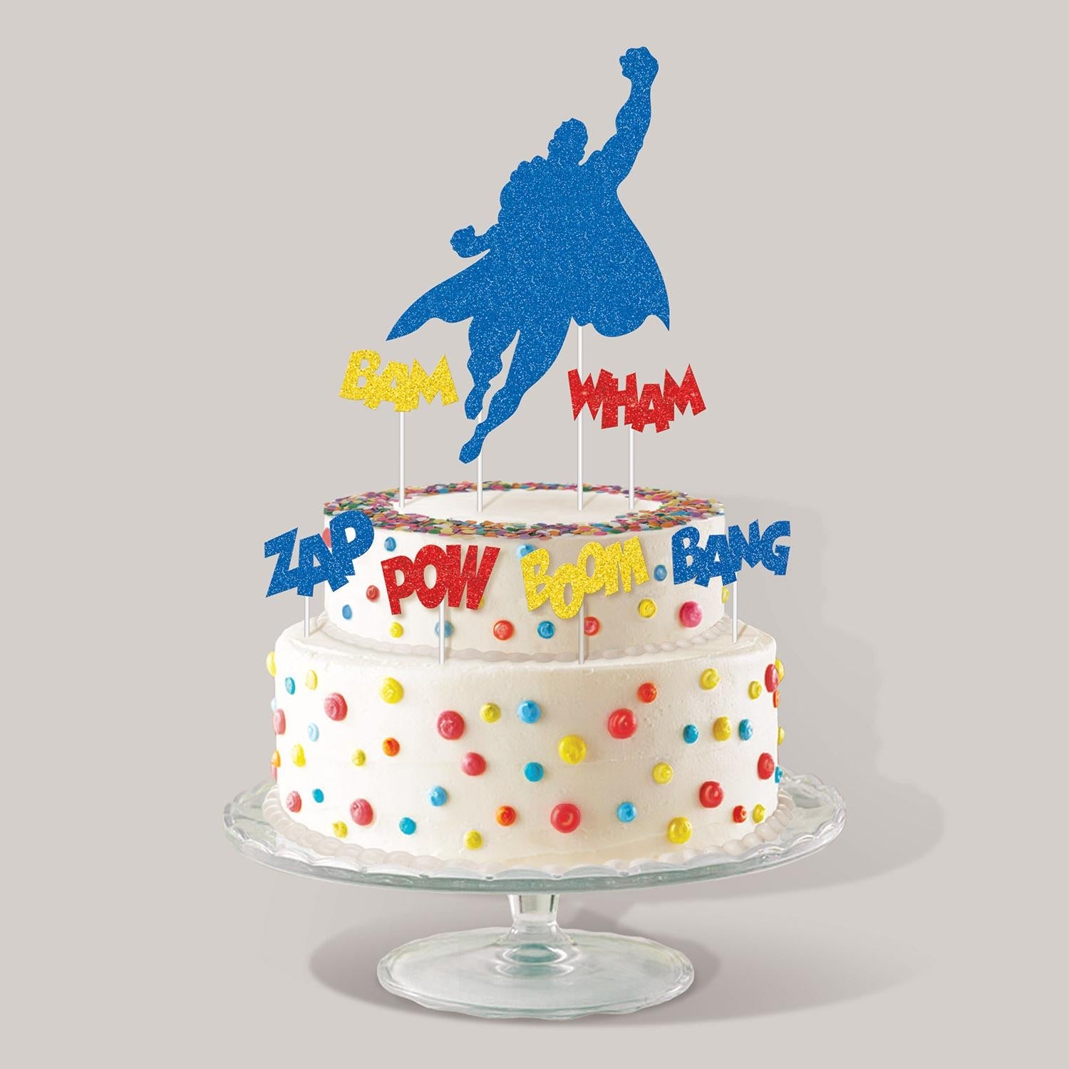 12 Pack Beistle Hero Party Cake Toppers - Superhero Birthday Cake Decorations for Kids, Adults - Perfect for Superhero Themed Parties, Birthdays, and Celebrations