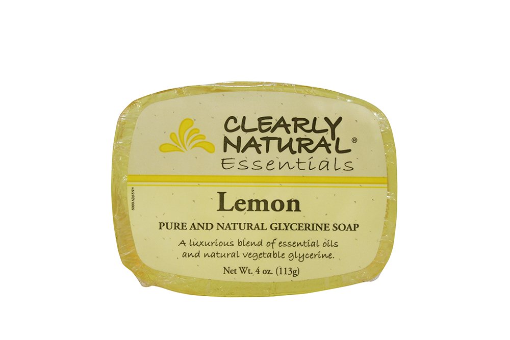 Clearly Natural Glycerine Soap Bars - 4 oz Lemon Scented (Pack of 4) | Moisturizing Hand & Body Soap for Dry Skin | Perfect for Bathroom, Kitchen & Travel Use