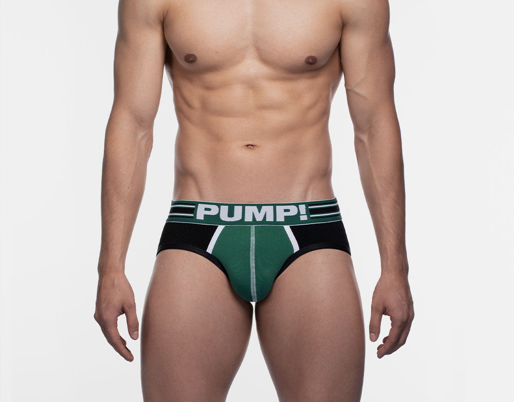 PUMP! Performance Boost Jockstrap for Men - Black/Green - Athletic Support Underwear for Running, Gym & Sports