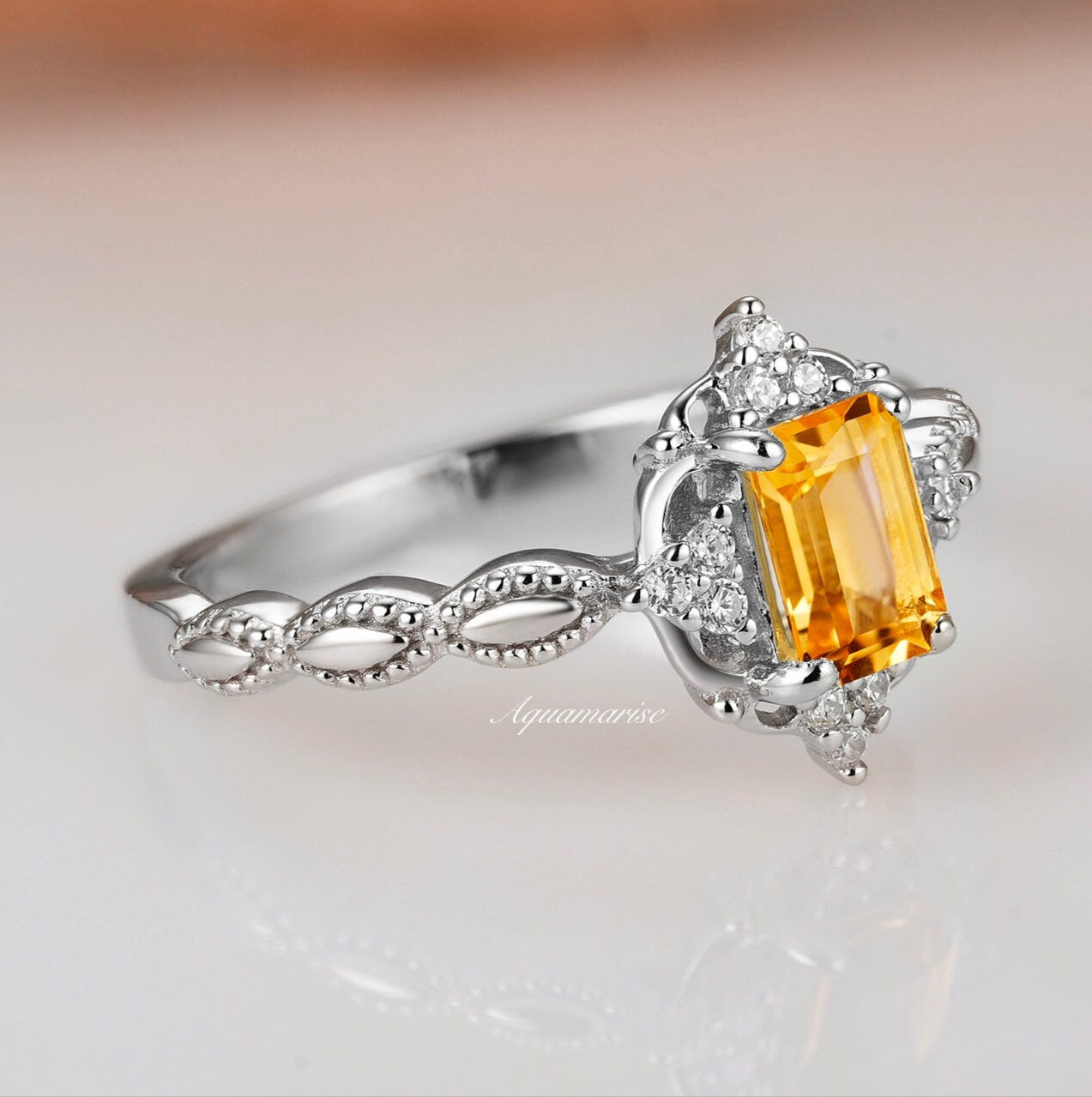 Claire Citrine Sterling Silver Ring for Women - Elegant Gemstone Jewelry for Everyday Wear, Gift Giving & Special Occasions