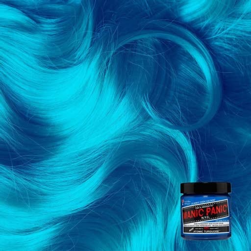 MANIC PANIC Atomic Turquoise Semi-Permanent Hair Dye - Classic 8oz Vegan & Cruelty-Free - Vibrant Blue-Green Color for Bold Hairstyles - Perfect for DIY Hair Coloring & Creative Looks