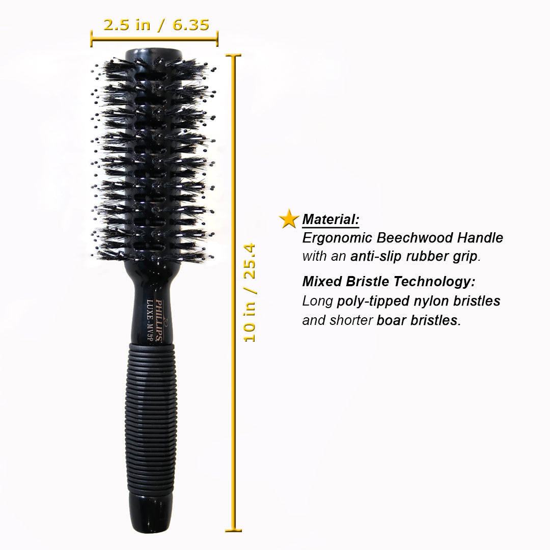 Phillips Brush 2.5 Monster Vent Round Hair Brush with Mixed Boar & Ionic Nylon Bristles (LUXE MV5P) - Perfect for Salon Styling & Home Hair Care