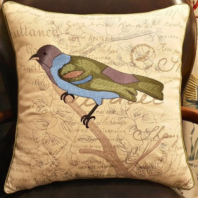 Farmhouse Decorative Throw Pillows for Couch - Embroidered Bird Design Rustic Sofa Pillows | Perfect for Living Room, Bedroom & Farmhouse Decor