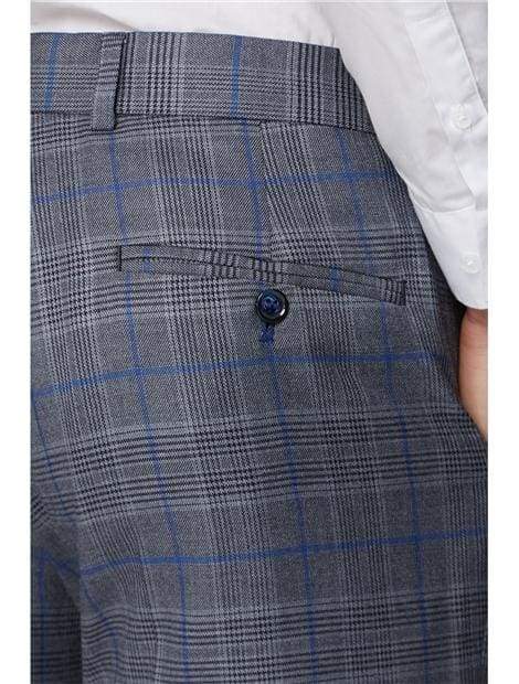 Vintage Samuel Grey and Blue Checkered Pants for Men - Classic Plaid Trousers for Casual Wear, Office, and Special Occasions