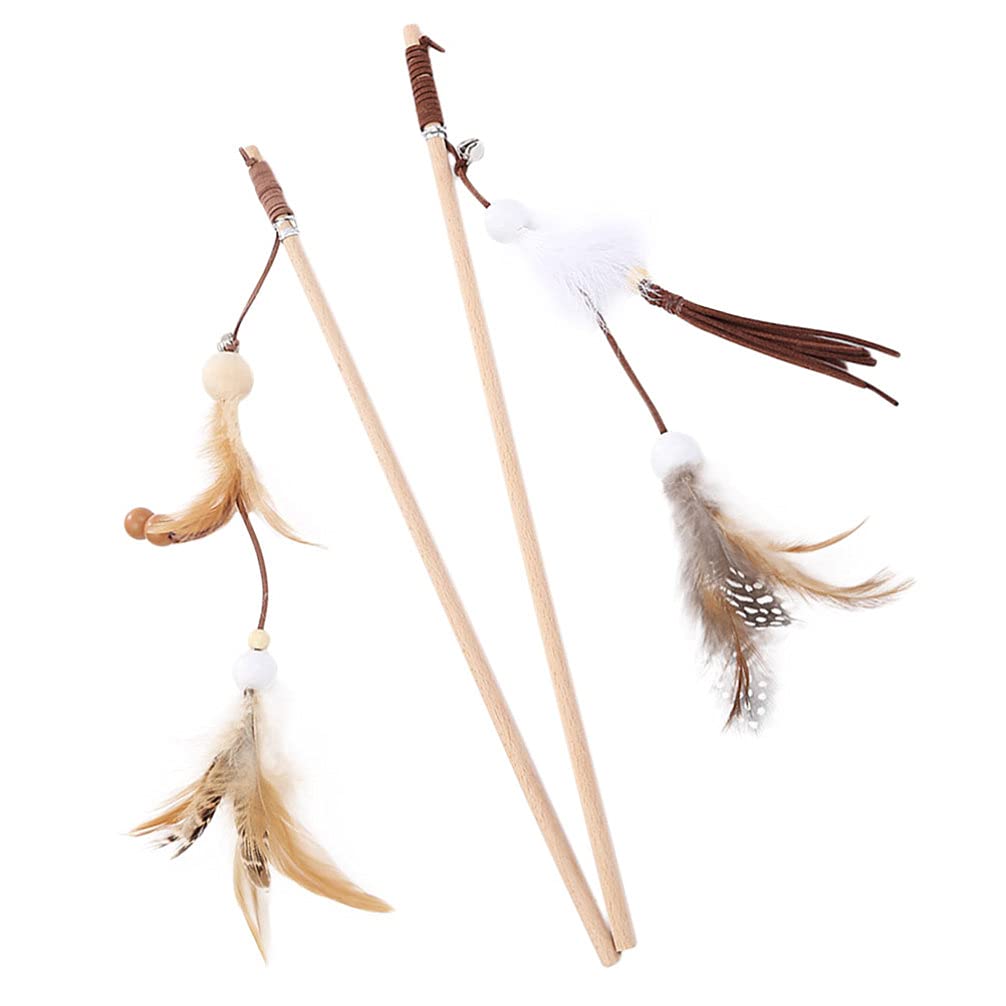 Balacoo 2-Pack Interactive Cat Teaser Wand Toy with Tassel & Wooden Rod - Fun Teasing Stick for Kittens & Adult Cats - Perfect for Playtime, Exercise & Birthday Gifts for Cat Lovers