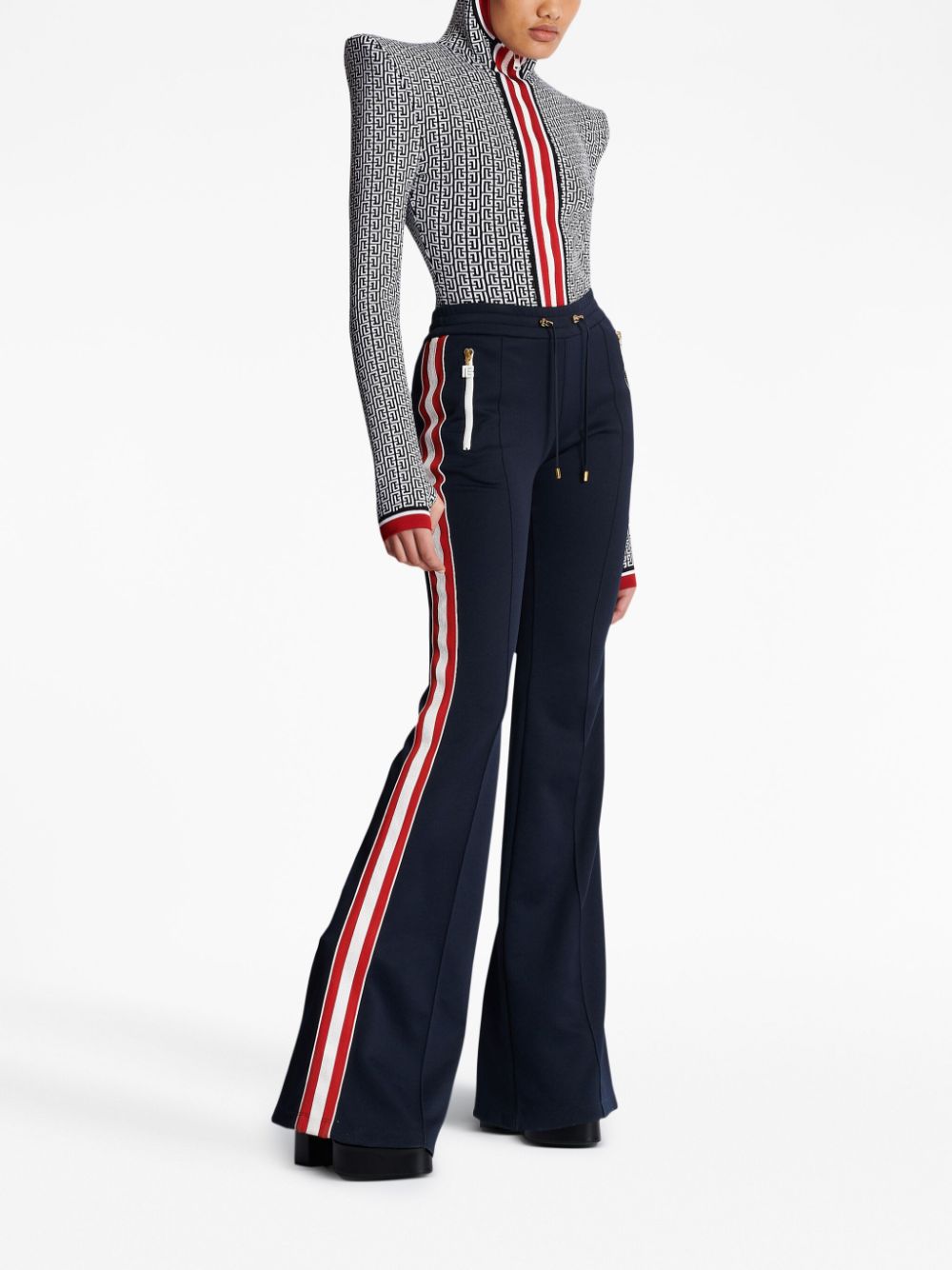 Balmain Blue Trousers for Women - High Waisted Slim Fit Dress Pants for Work, Office & Evening Wear