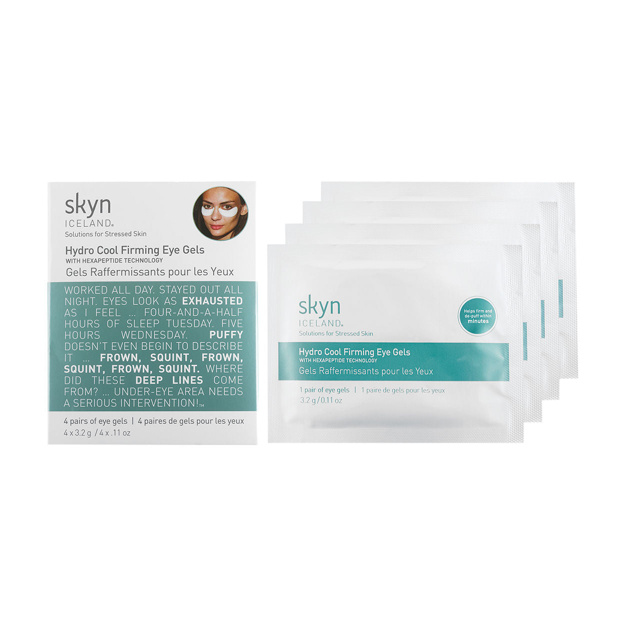 Hydro Cool Firming Eye Gels 4 Pack - Reduce Puffiness & Dark Circles - Cooling Under Eye Patches for Dark Circles, Wrinkles & Puffy Eyes - Perfect for Morning Routine & Travel Skincare