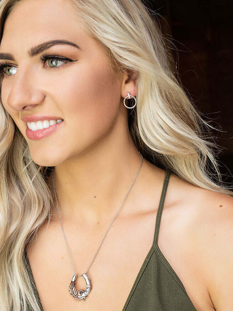 Montana Silversmiths NC4621 D Natural Luck Horseshoe Necklace - Sterling Silver Pendant for Women, Gift for Horse Lovers, Western Jewelry - Perfect for Cowgirl Outfits & Western Themed Events