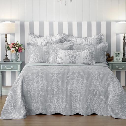 Bianca Florence Grey Bedspread - Luxury Soft Microfiber Queen Size Bedding Set for Master Bedroom & Guest Room Decor