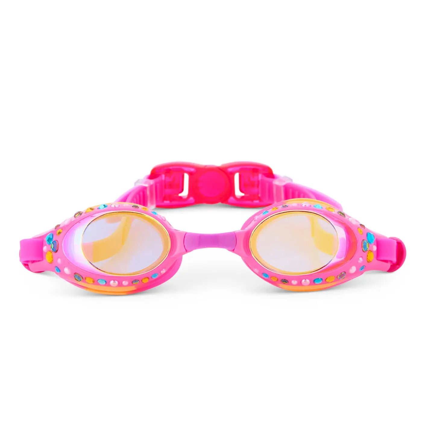 Bling2O Pink and Orange Glittering Gems Kids Swim Goggles - UV Protection, Anti-Fog for Pool, Beach & Swimming Lessons