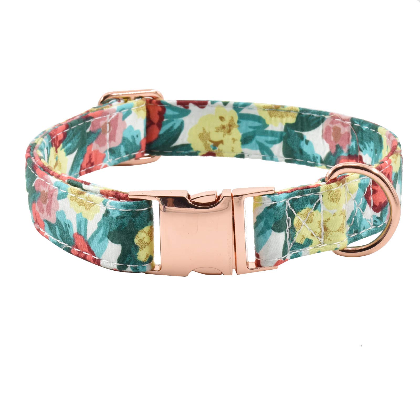 Durable Adjustable Metal Buckle Dog Collar for Small Medium Large Dogs - Soft Comfortable Pet Collar with Floral Design (10-14in) - Perfect for Daily Walks, Training & Outdoor Adventures