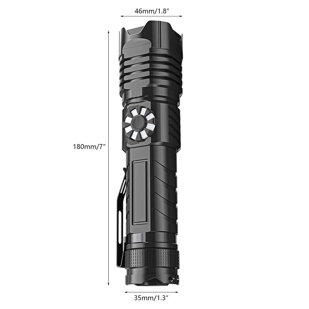 High-Power LED Tactical Flashlight - Adjustable Focus, Stepless Dimming, Waterproof for Outdoor Adventures (Hiking, Camping, Emergency Use) | XH-P50 Highlight Wick