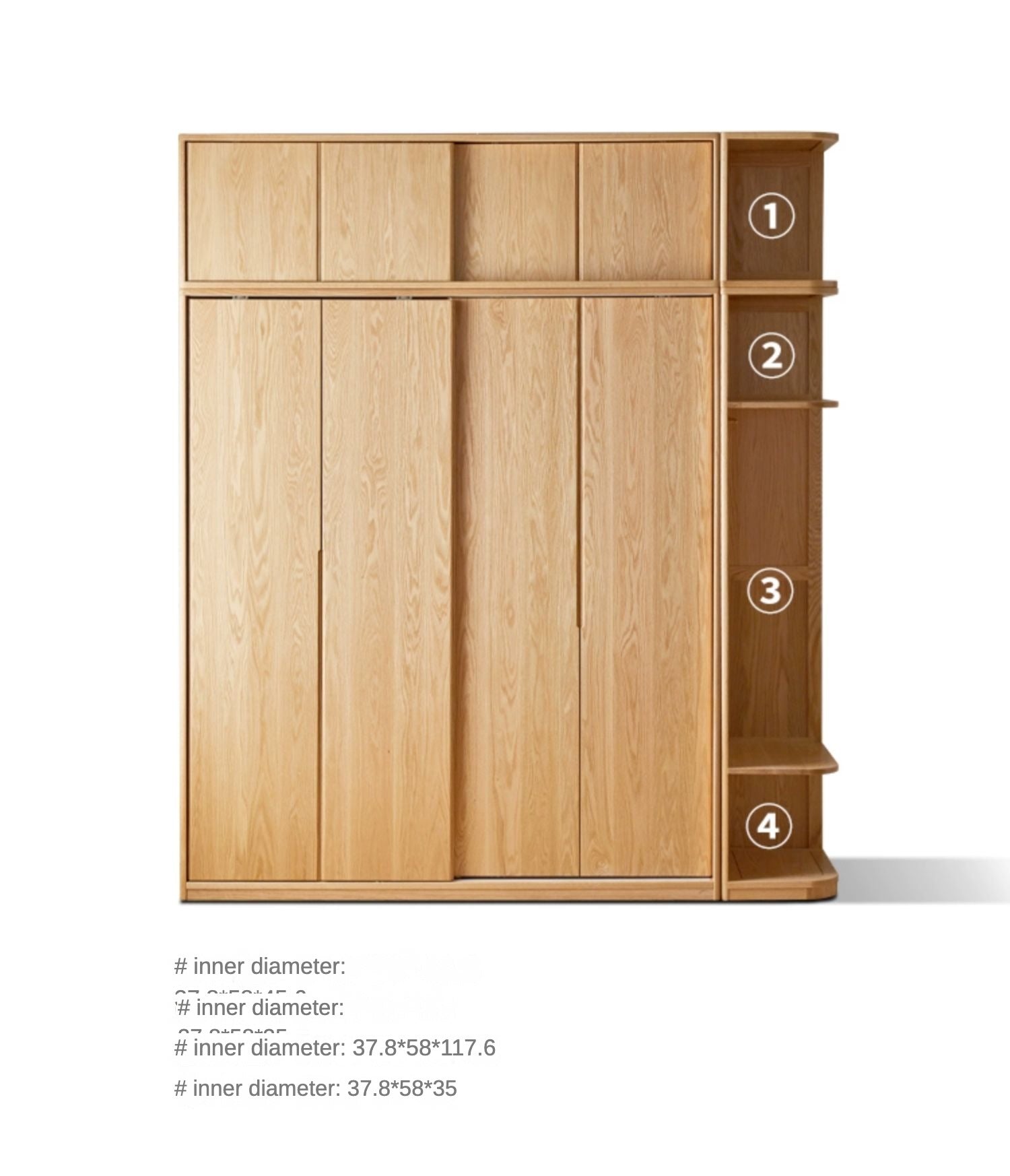 Solid Oak Wood Sliding Door Wardrobe - Durable & Stylish Closet Storage for Bedroom, Living Room, and Office Organization