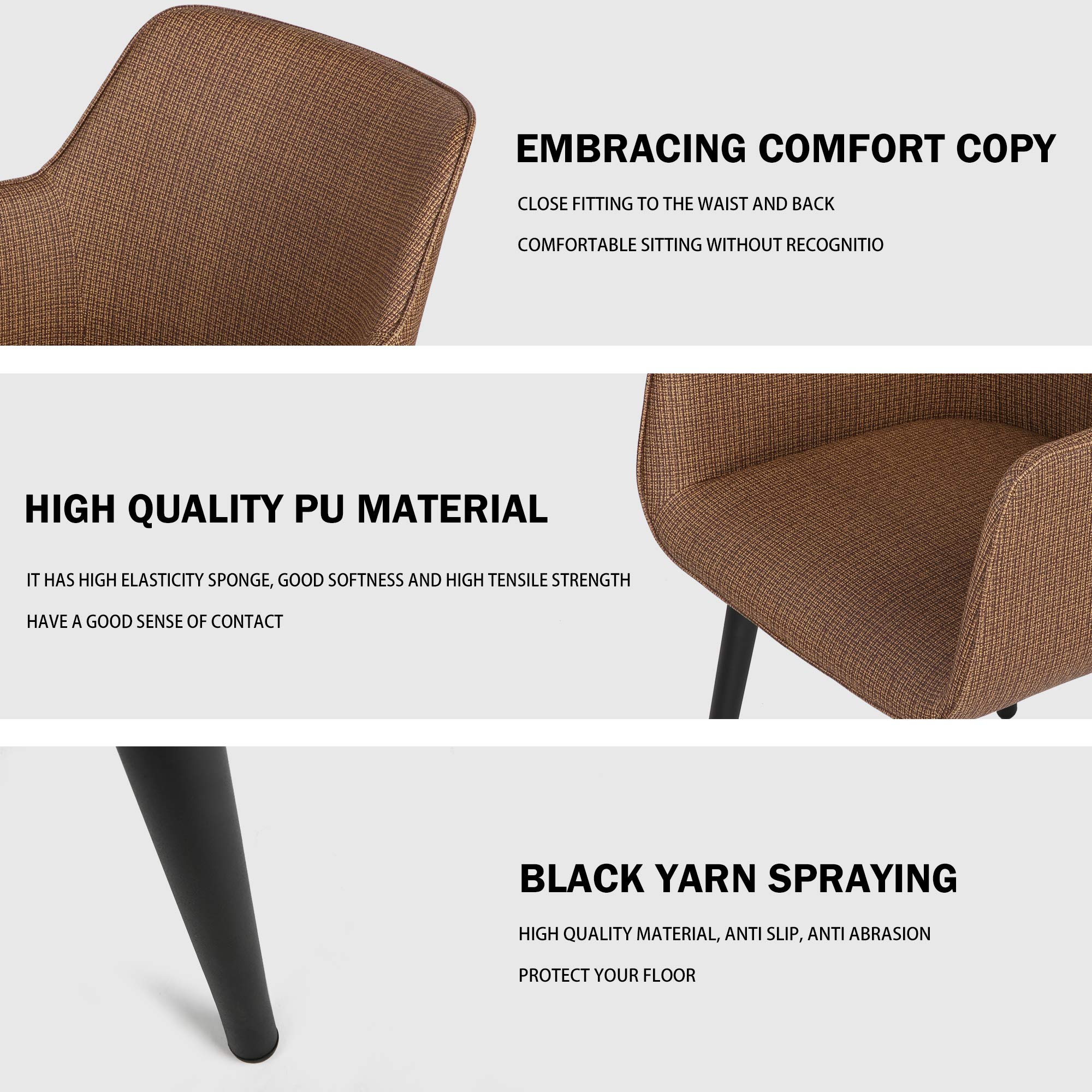 Modern PU Leather High Back Dining Chair - Stainless Steel Legs for Home, Office & Coffee Shop - Classic Comfort for Family & Leisure Use