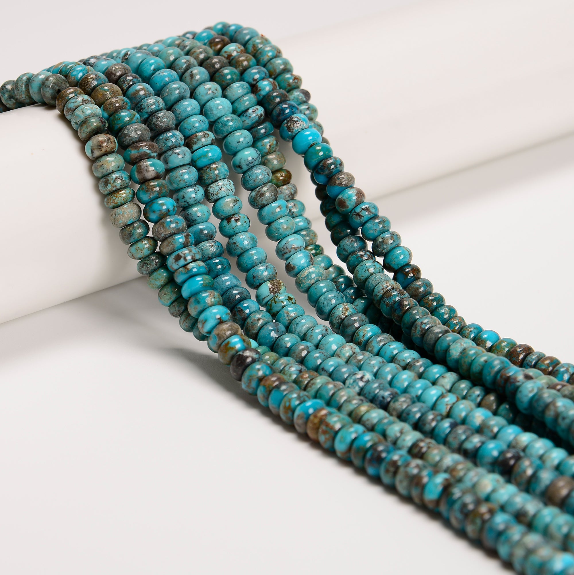 Natural Blue Turquoise Smooth Rondelle Beads 4x6mm - 15.5