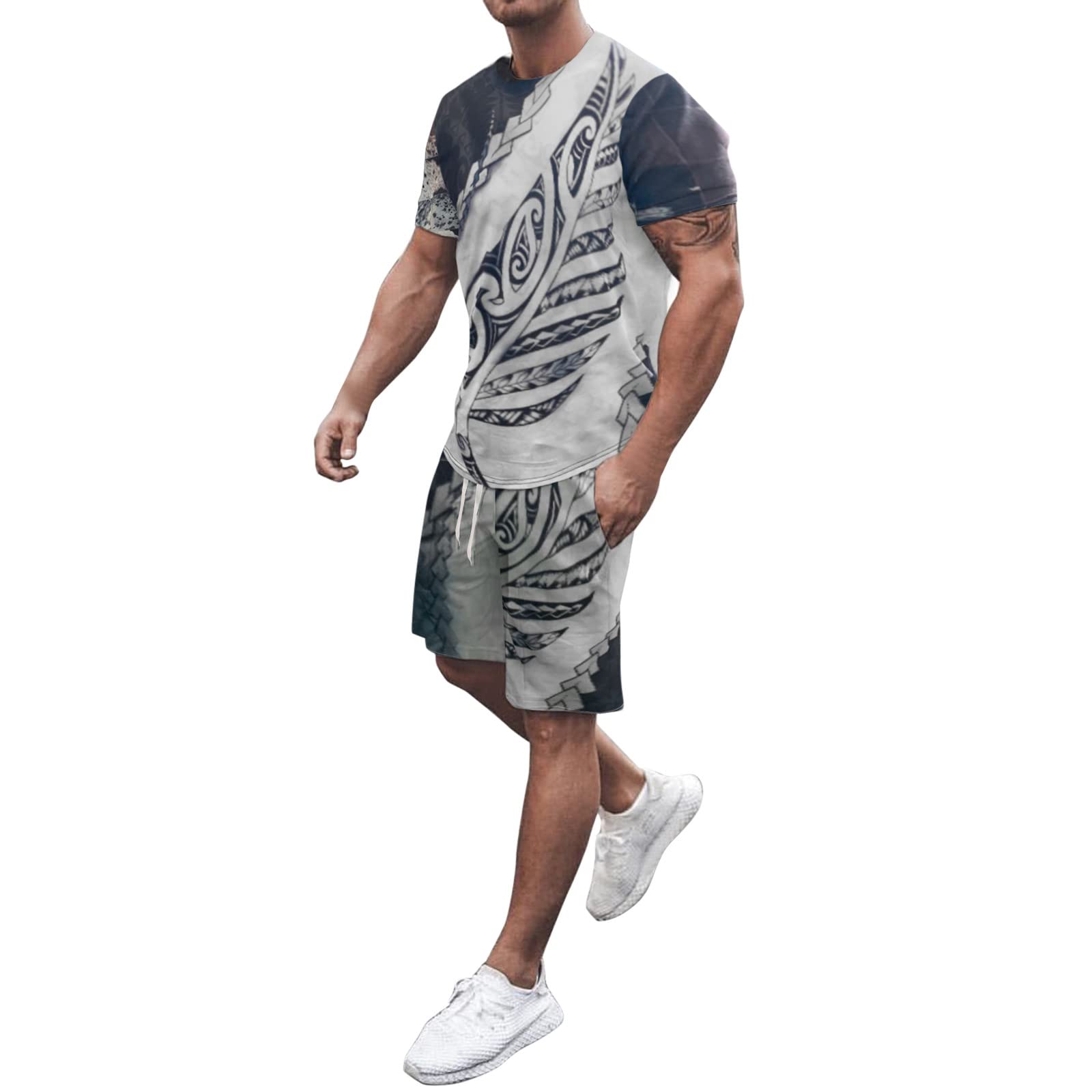 AMTF Men's 2022 2-Piece Sweatsuit Set - Loose Fit Crewneck T-Shirt & Joggers | Casual Activewear & Tracksuit for Gym, Lounge & Streetwear