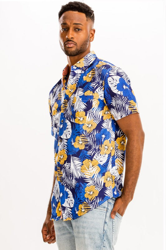 Hawaiian Shirt for Men & Women - Tropical Floral Print Short Sleeve Button Up Shirt | Perfect for Beach Vacation, Summer Party & Casual Wear