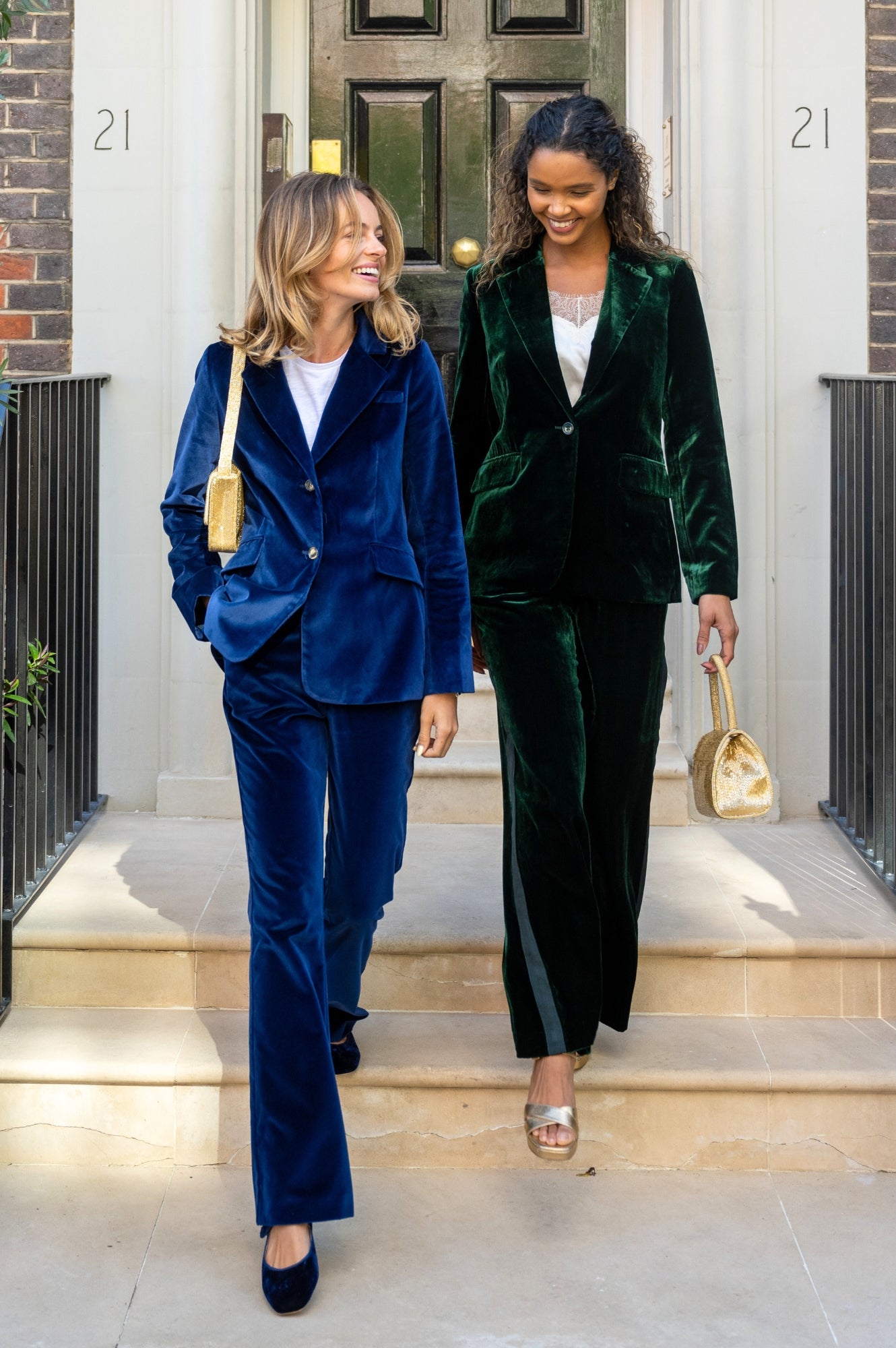 Velvet Side Stripe Trousers for Women - Emerald Green High Waist Pants, Comfortable Stretch Fabric, Fashionable Lounge & Work Pants for Office, Party & Casual Wear