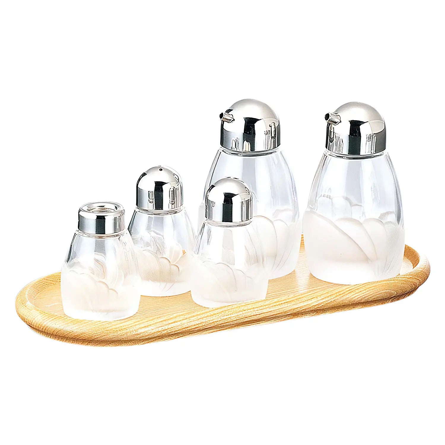 Premium M Taka Glass Seasonings Cruet Set - Elegant Oil and Vinegar Dispenser with Drip-Free Spout for Kitchen, Dining Table, and Restaurant Use