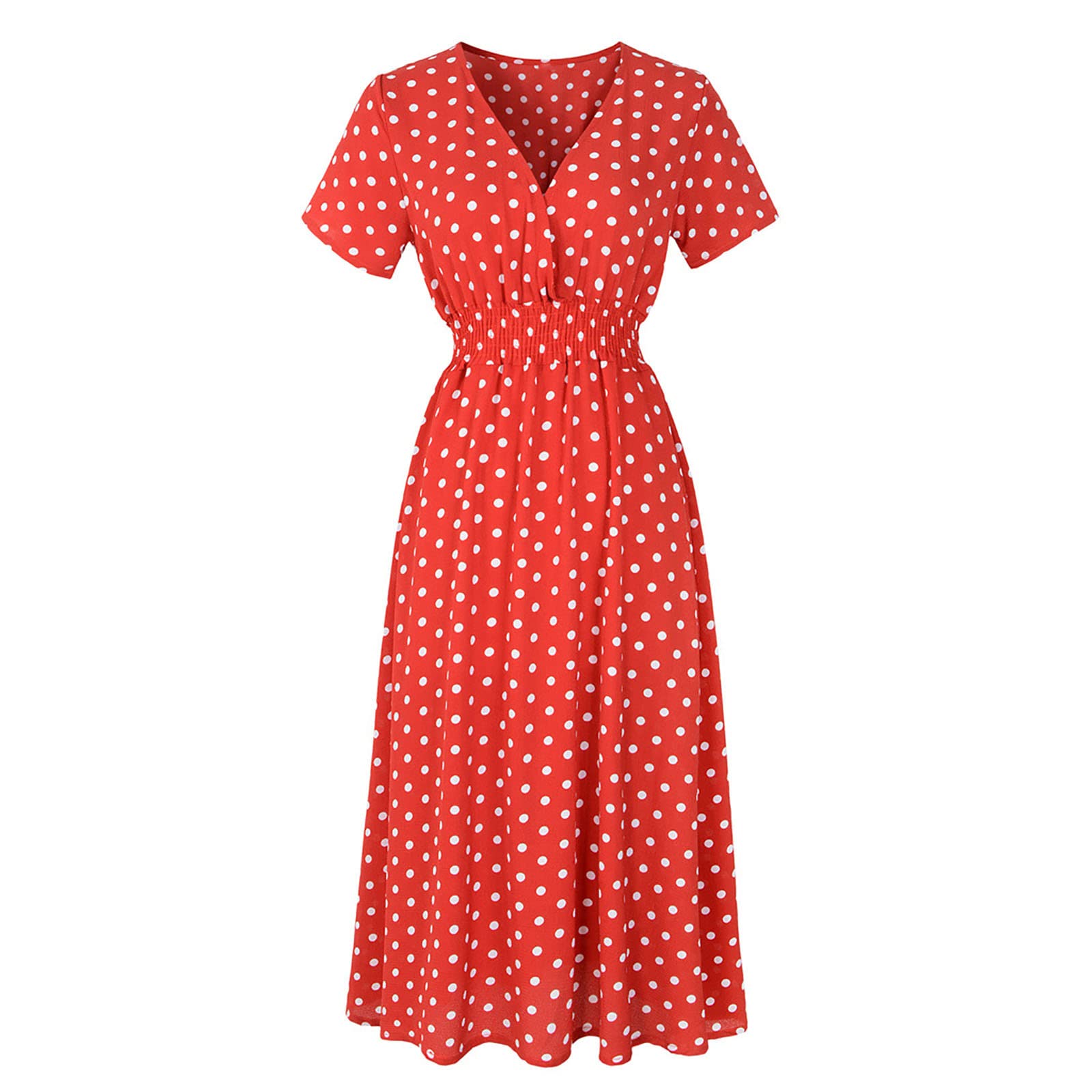 Hoksml Women's Boho Floral Print V-Neck Short Sleeve Maxi Dress with Side Slit - Summer Beach Dress for Vacation, Party & Casual Wear