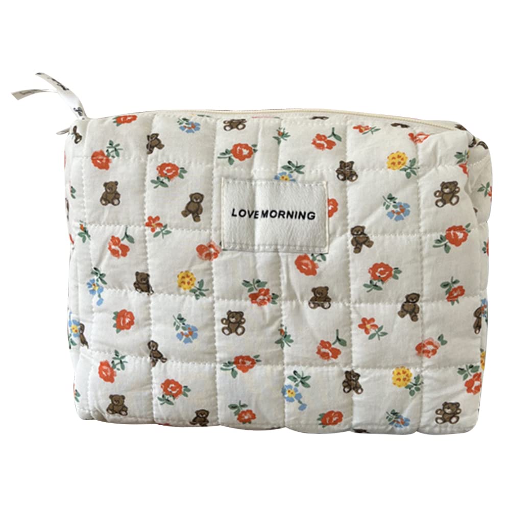 Large Capacity Quilted Makeup Bag for Women - Portable Travel Toiletry Organizer with Multi-Pockets | Perfect for Cosmetic Storage, Gym Essentials & Weekend Getaways