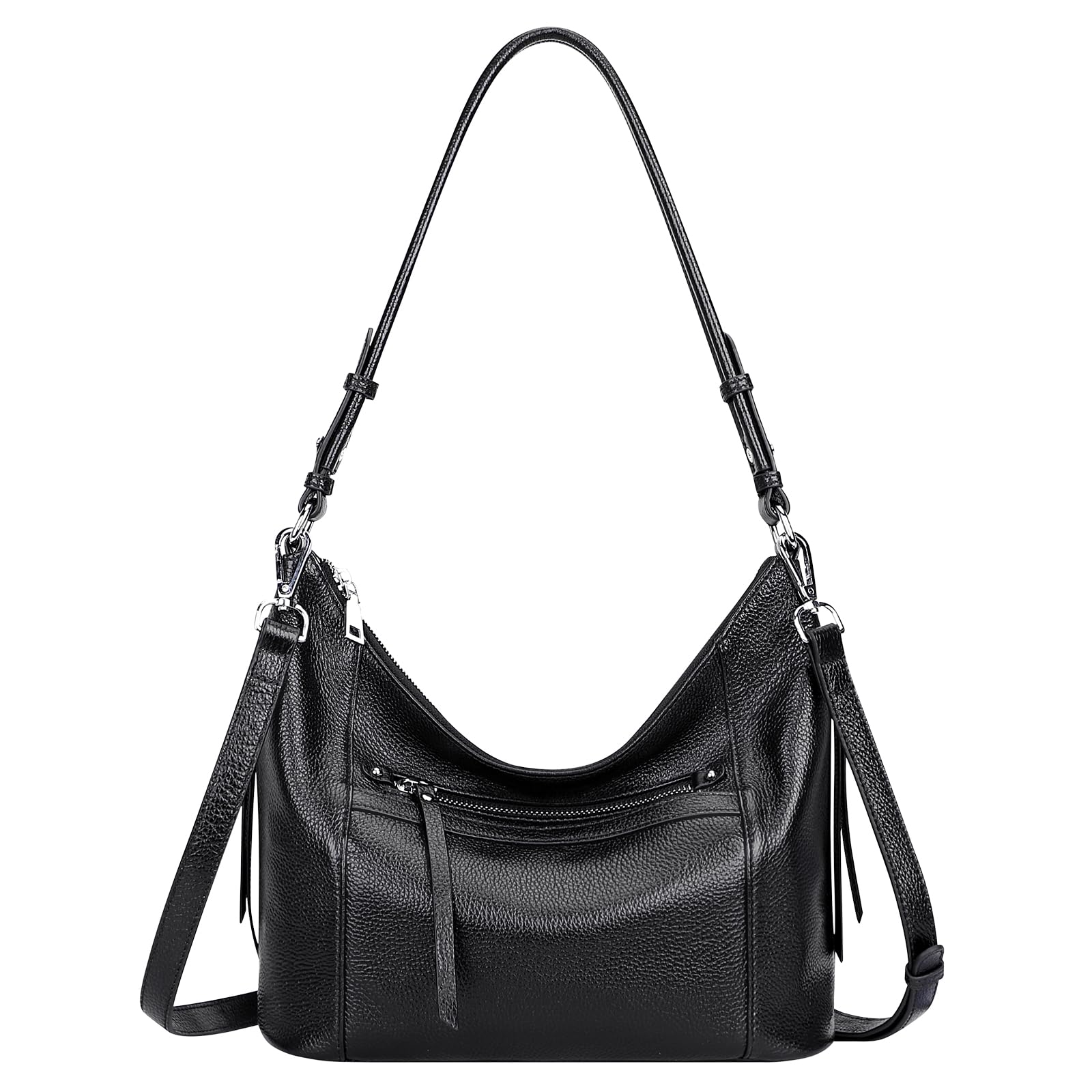 Genuine Leather Hobo Purse for Women - Stylish Crossbody Shoulder Bag (O193E Black) | Perfect for Work, Travel & Everyday Use