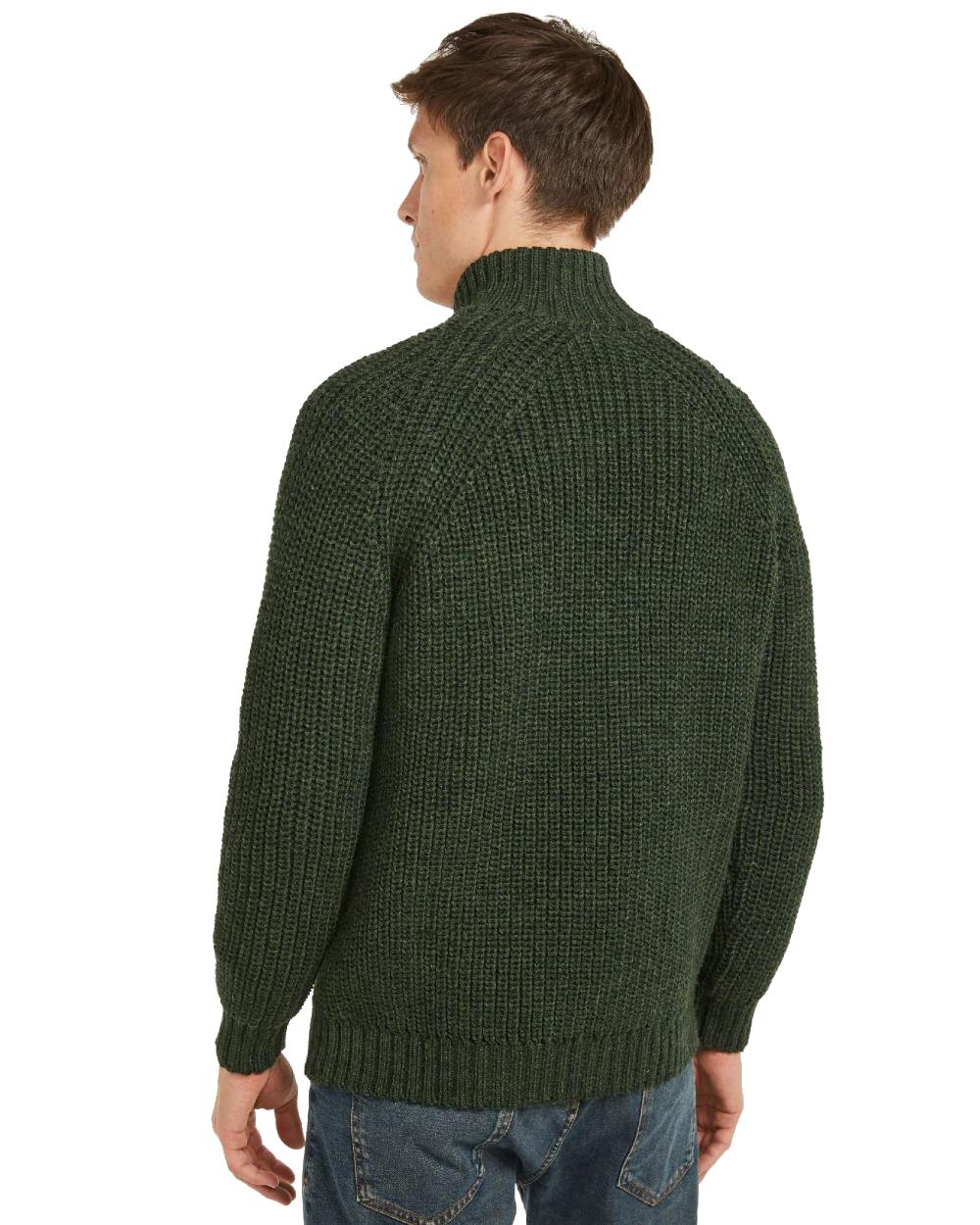 Aran Men's Fisherman Raglan Zip Sweater - Warm Irish Wool Knit Pullover for Winter, Outdoor & Casual Wear