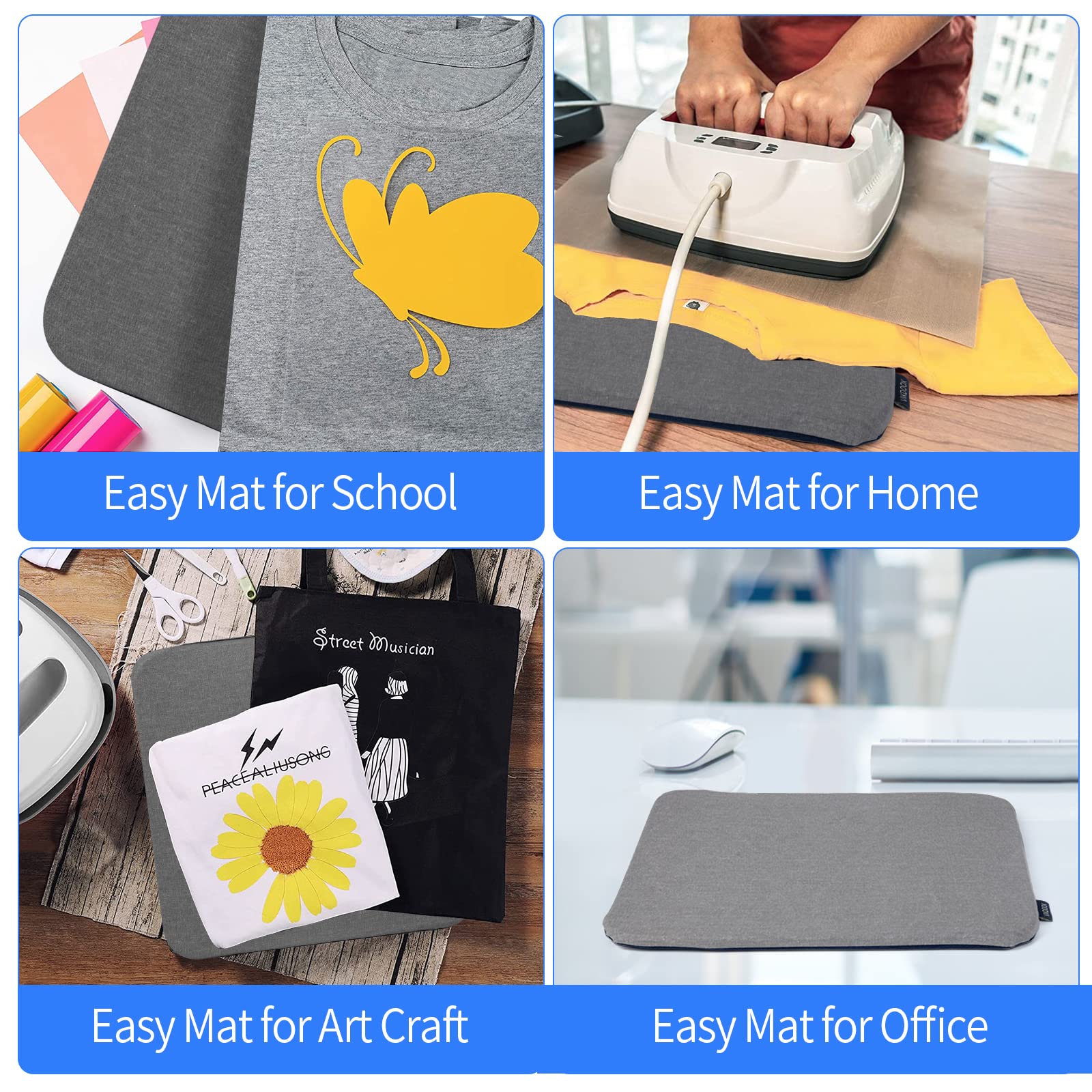 Heat Press Mat for Cricut EasyPress 2 - 12x12 Inch T-Shirt HTV Vinyl Ironing Transfer Mat (2 Pack) - Perfect for DIY Craft Projects, Sublimation, and Custom Apparel Making