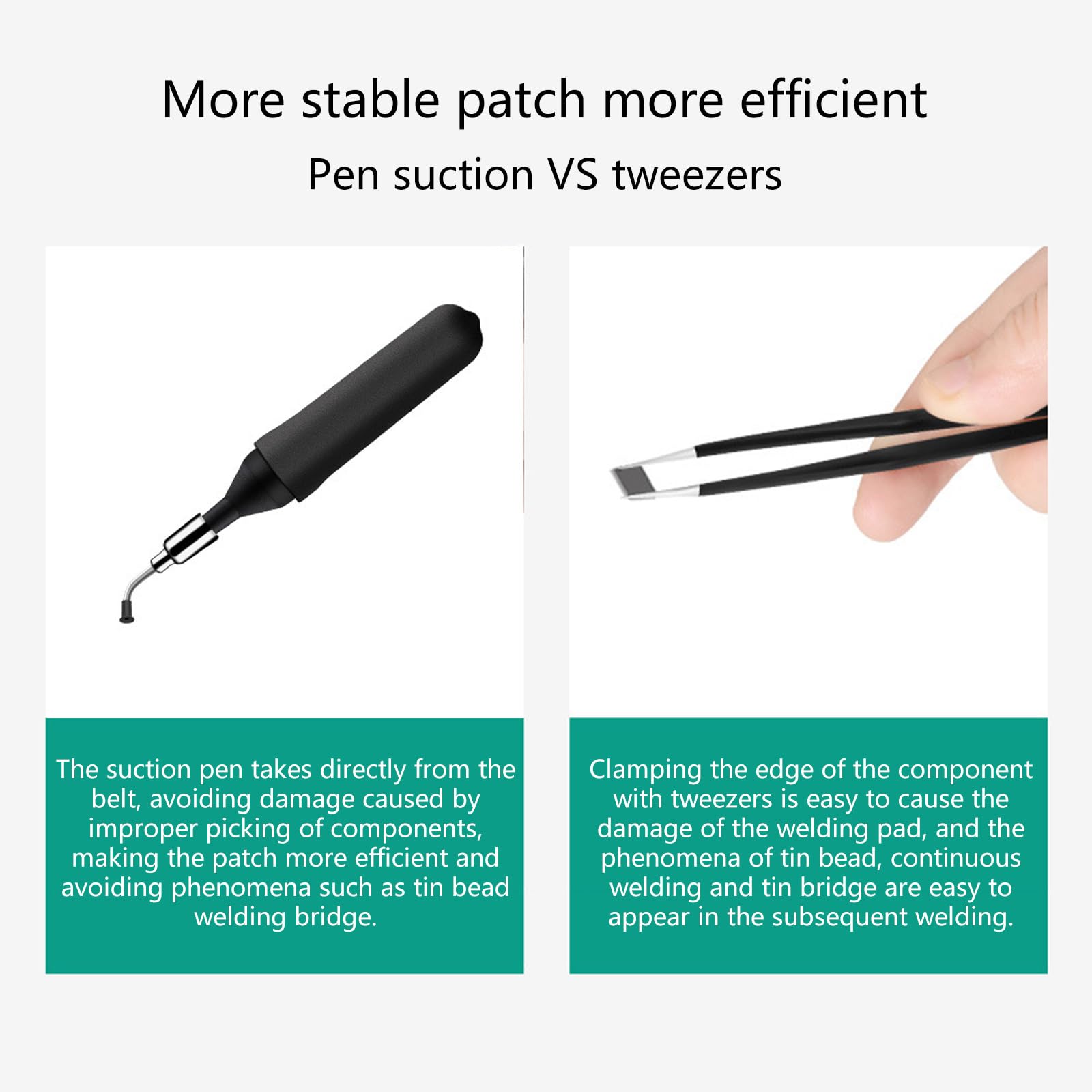 Vacuum Suction Pen with Suction Tips and Cups - Precision IC Chip Pickup Tool for Electronics Repair and Component Placement - Ideal for PCB Assembly, SMD Handling, and Microchip Repair