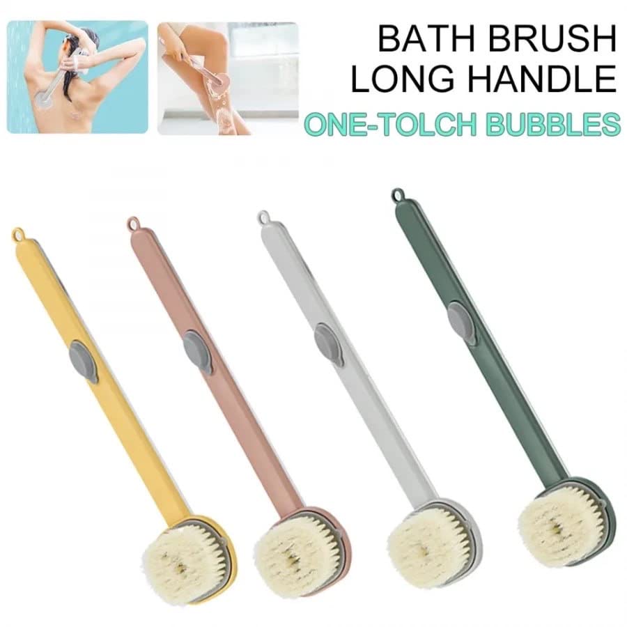 HARI ENTERPRISES Long Handle Bath Brush with Removable Scrubber - Back Scrubber for Shower Gel Storage | Exfoliating Body Brush for Men & Women - Perfect for Deep Cleansing and Back Washing in Shower or Bathtub