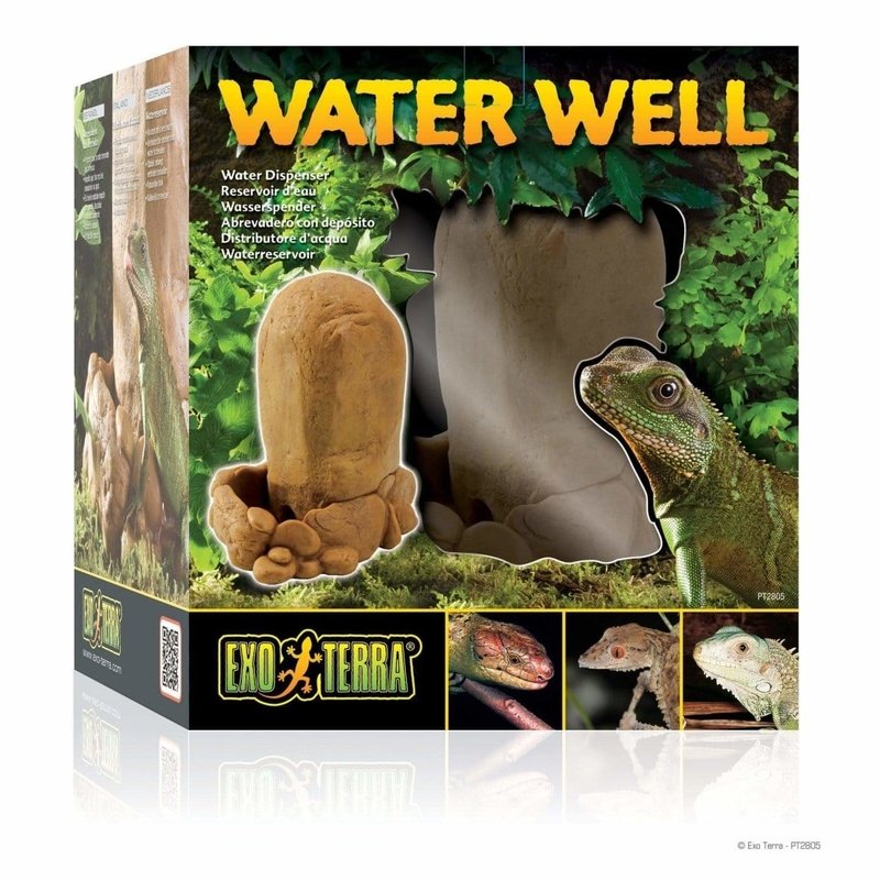 Exo Terra Water Well Dispenser 250ml - Automatic Reptile Water Feeder for Terrariums - Perfect for Lizards, Snakes, and Amphibians - Ideal for Hydration and Easy Maintenance in Reptile Habitats