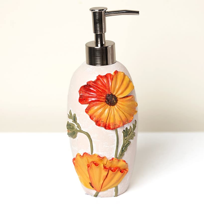 Lakeside Collection Floral Watercolor Soap Dispenser - Automatic Pump for Liquid Soap & Lotion | Perfect for Bathroom, Kitchen & Guest Washroom Decor