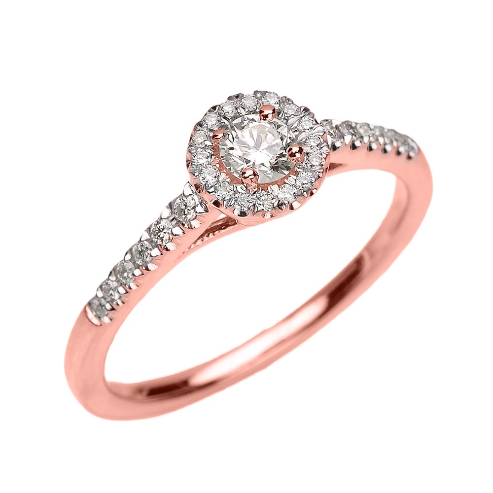 10K Rose Gold Diamond Engagement Ring for Women - Elegant Dainty Wedding Proposal Ring - Perfect for Anniversaries, Valentines Day & Special Occasions