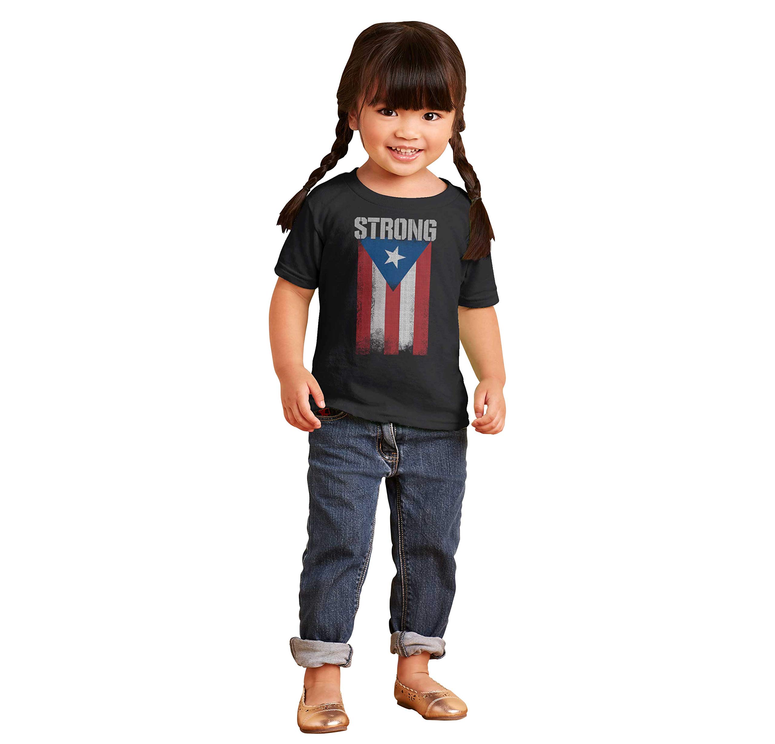 Brisco Brands Puerto Rican Pride Frayed PR Flag Toddler T-Shirt for Boys & Girls - Comfortable Patriotic Kids Tee for Festivals, Parades & Family Gatherings