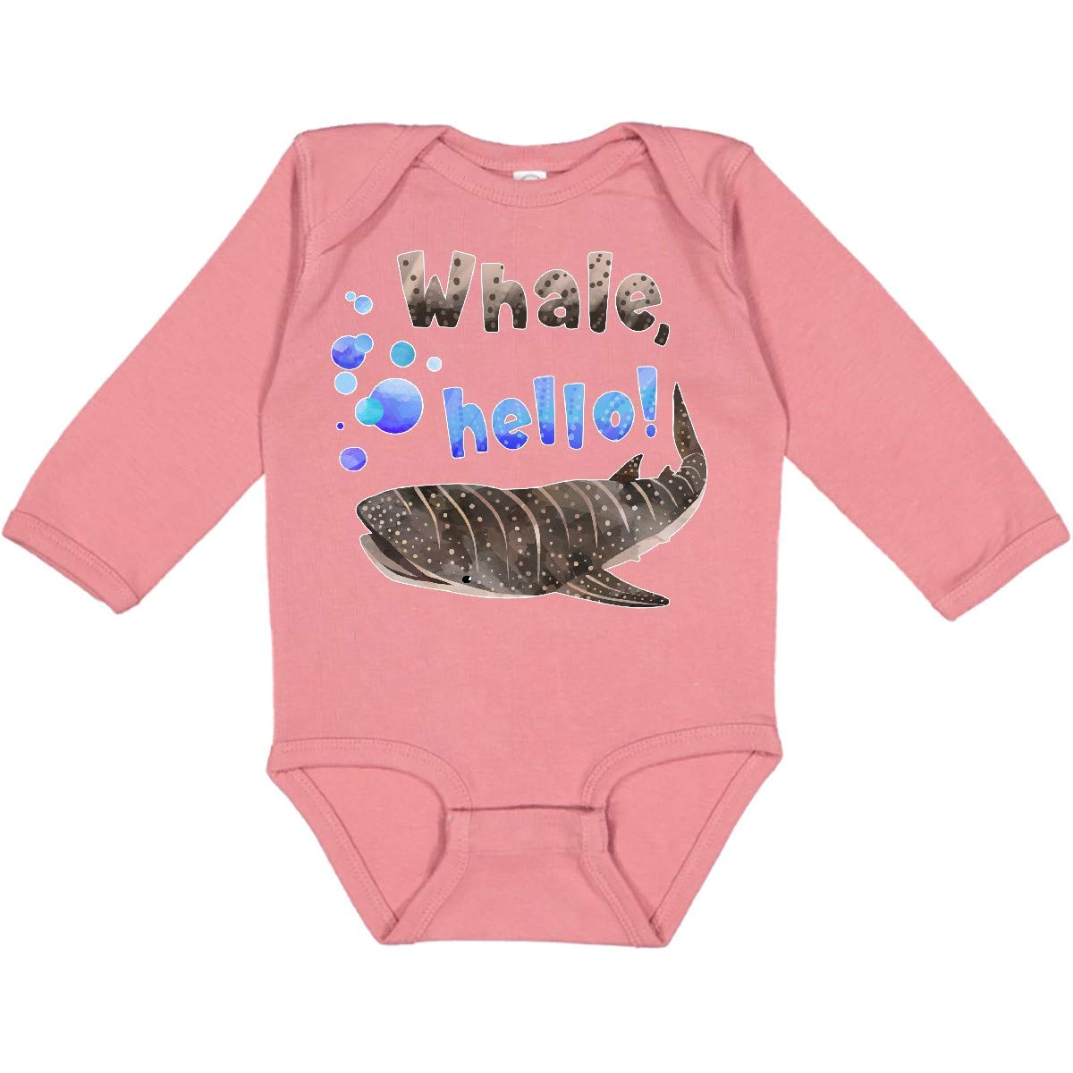 Inktastic Whale Hello Cute Whale Shark with Bubbles Long Sleeve Baby Bodysuit - Adorable Ocean-Themed Outfit for Newborns, Infants & Toddlers - Perfect for Beach Trips, Photo Shoots & Everyday Wear