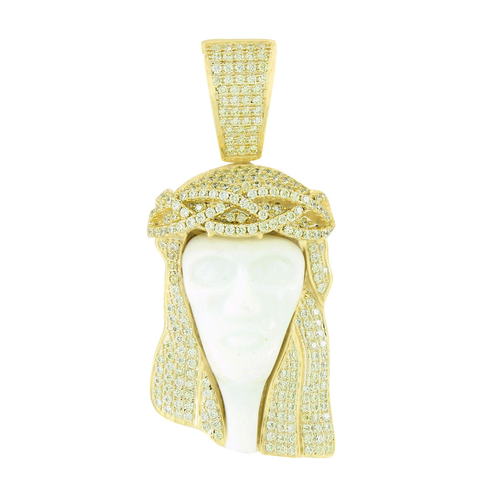 14k Yellow Gold Jesus Pendant with Enamel Face - Religious Jewelry for Men & Women - Perfect for Church, Weddings & Daily Wear