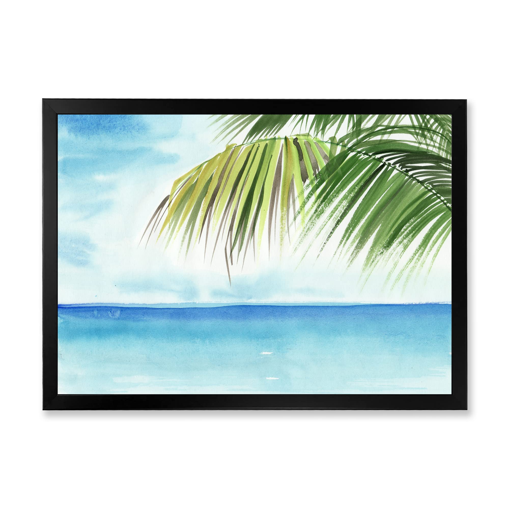 DesignQ Palm Beach Resort At Dawn III Nautical & Coastal Framed Wall Art - Beach House Decor, Ocean Themed Living Room Painting, Perfect for Coastal Home, Bedroom or Office Wall Decoration