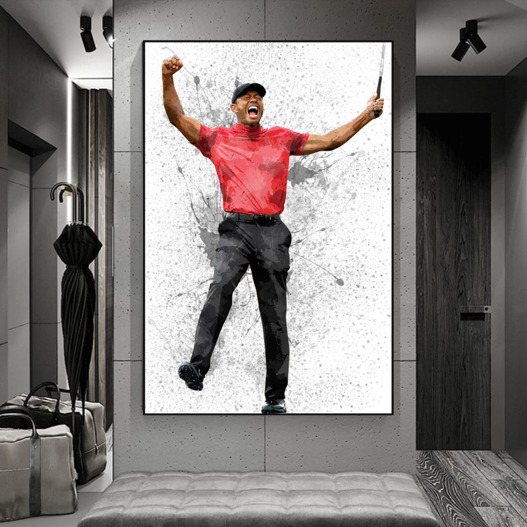 Tiger Woods Canvas Wall Art - Premium Golf Decor for Home & Office | Exclusive Collection | Perfect for Sports Fans & Man Cave Decor