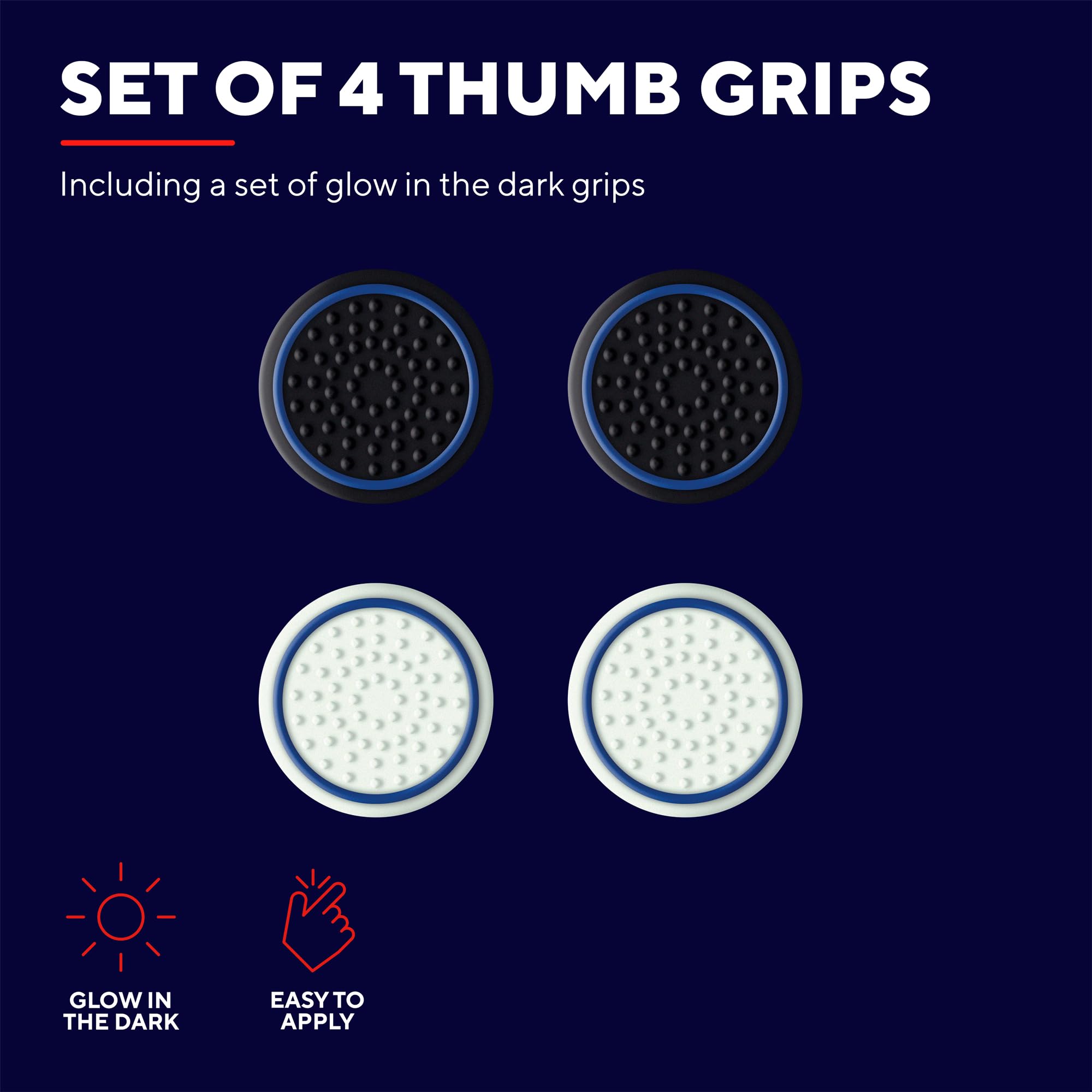 Trust Gaming GXT 266 Analog Stick Caps (4 Pack) - Protective Joystick Thumb Grips for PS5/PlayStation 5 DualSense Controller - Black - Enhance Grip & Prevent Wear for Gaming, Streaming & Esports
