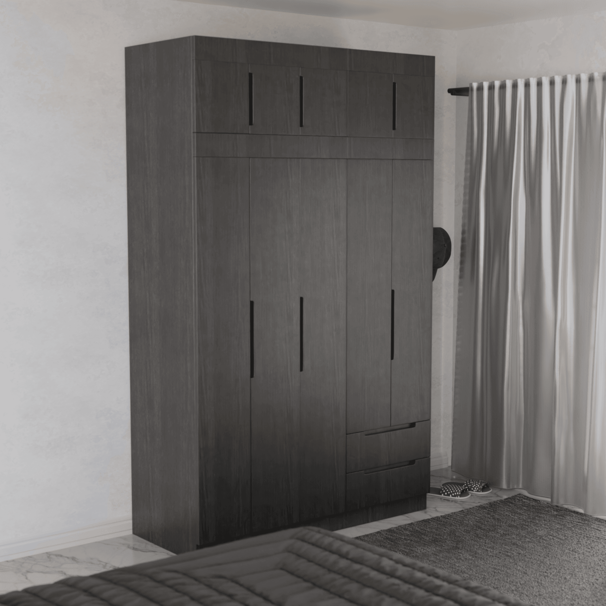 Harrison 5-Door Open Wardrobe with Top Shelf - Spacious Closet Organizer for Bedroom, Walk-In Closet & Dorm Room Storage Solution