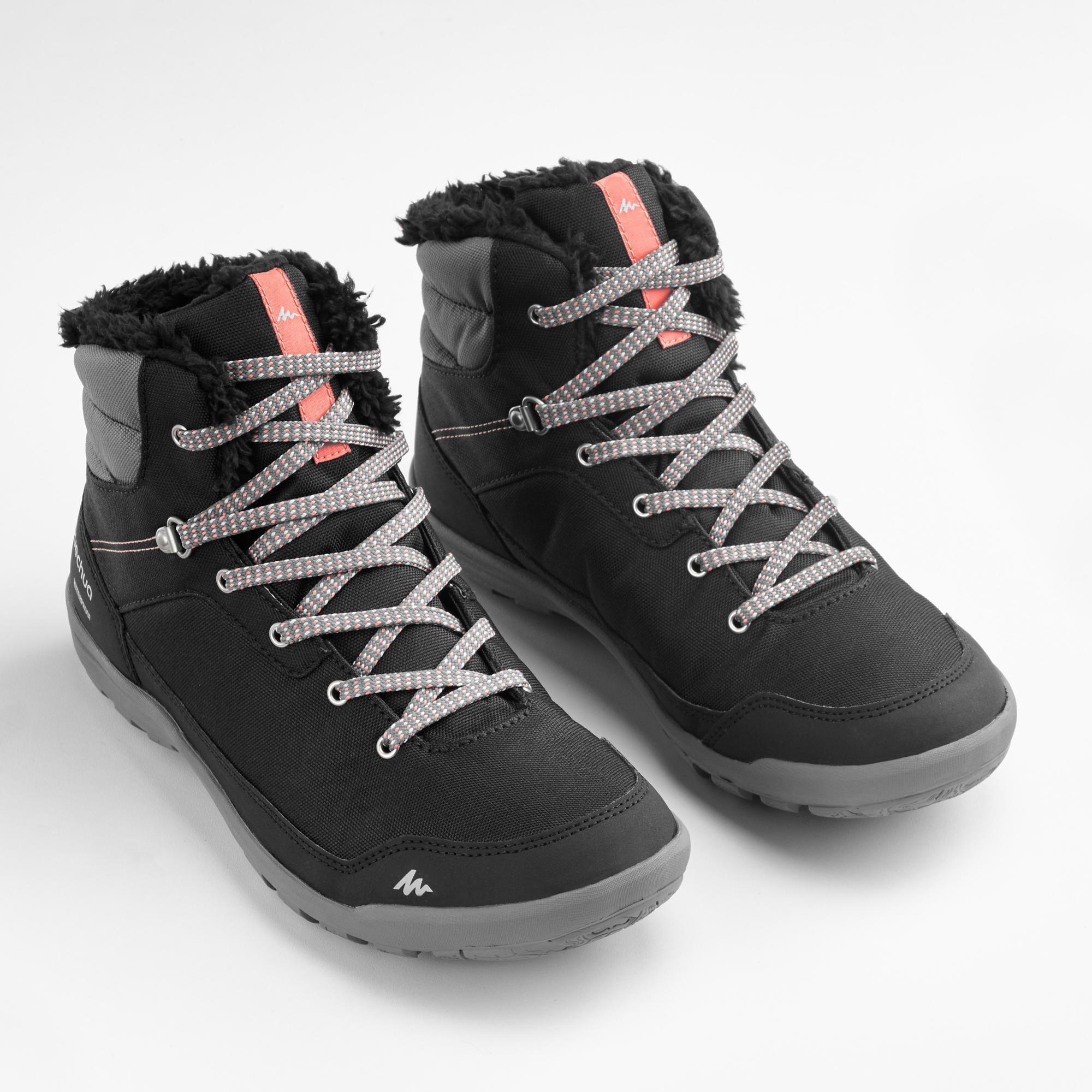 Quechua Women's SH100 MID Waterproof Hiking Boots - Warm Winter Snow Boots for Outdoor Trekking & Mountain Climbing