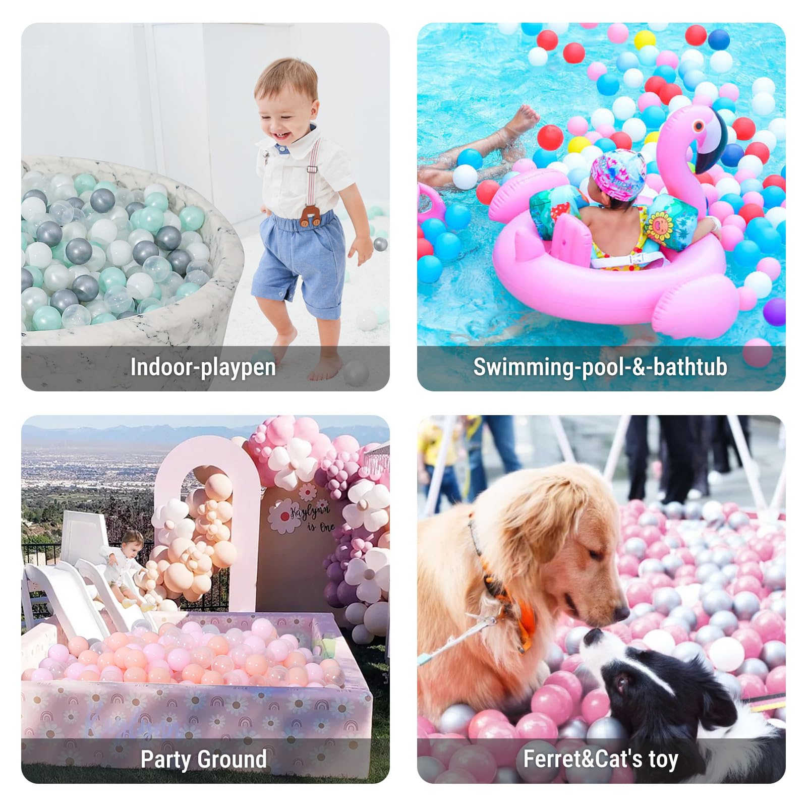 STARBOLO 100-Piece Crush-Proof Plastic Ball Pit Balls for Toddlers - Safe Play Tent, Baby Pool & Kiddie Pool Toys, Party Decorations & Photo Props - Perfect for Indoor Play, Birthday Parties & Sensory Play Activities