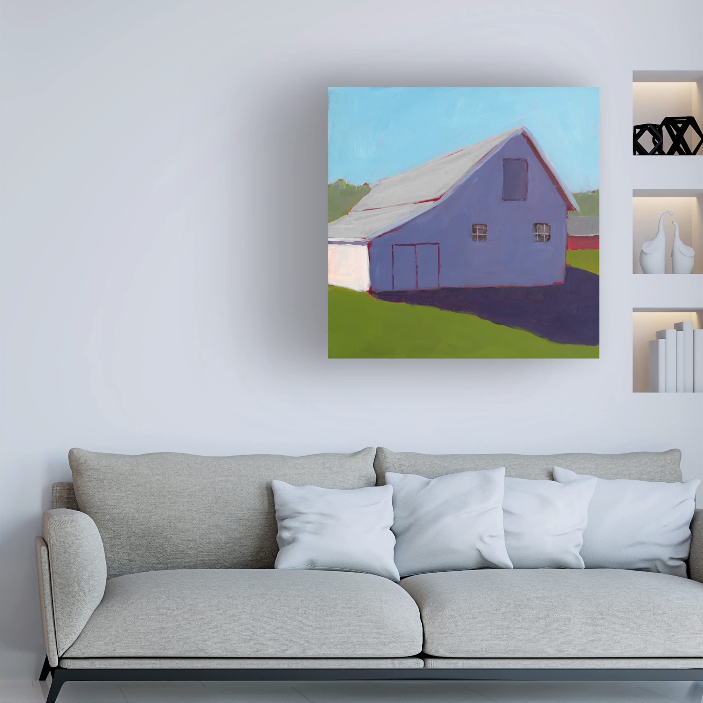 Trademark Fine Art 'Bucolic Structure V' Canvas Wall Art by Carol Young - Farmhouse Landscape Painting for Living Room, Bedroom & Office Decor